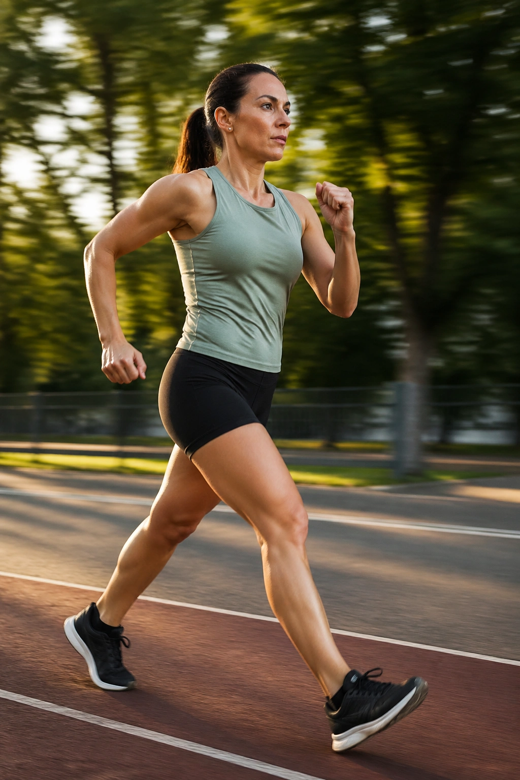 Person sprint-walking outdoors during a short speed burst
