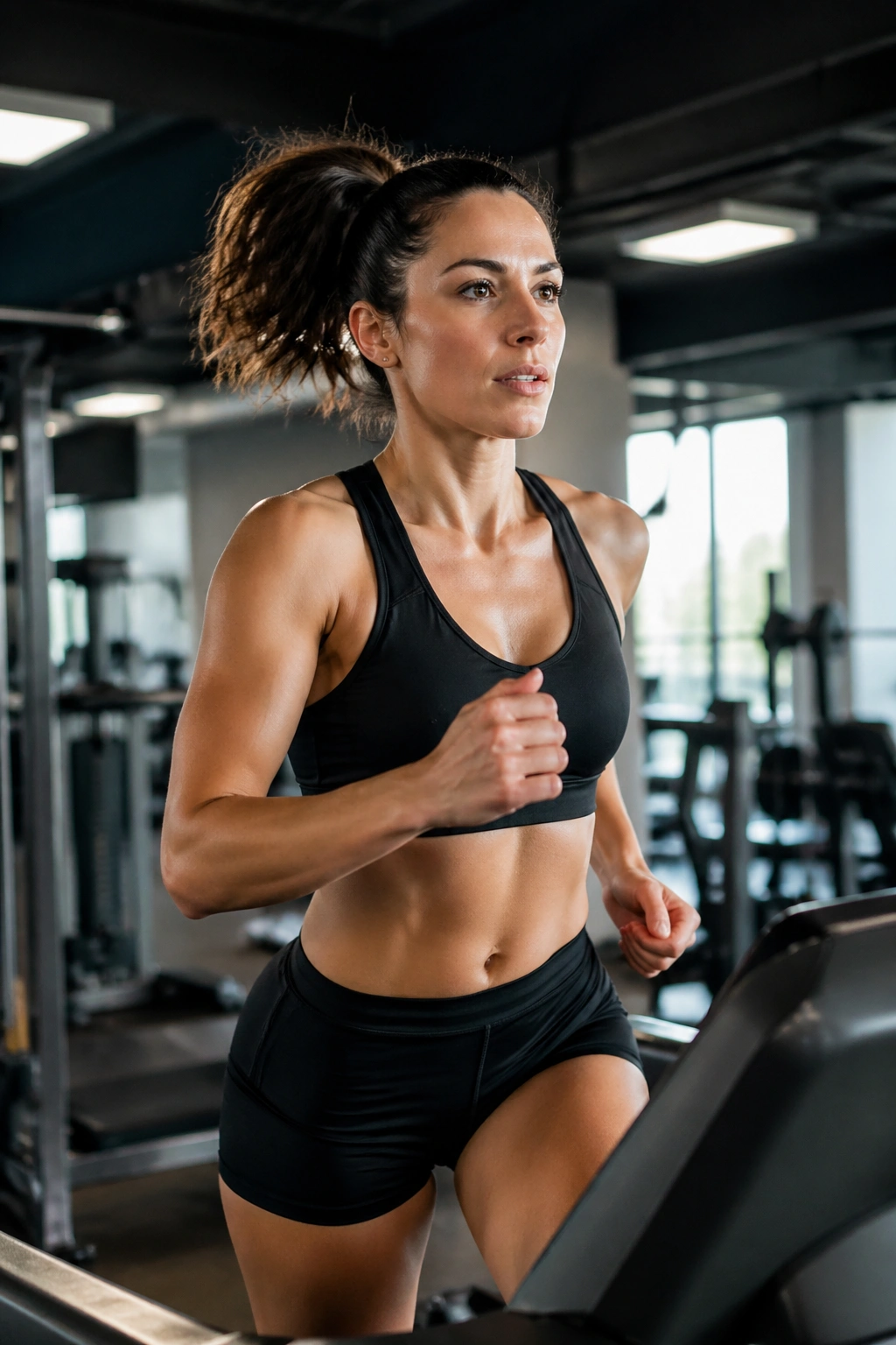Athlete on treadmill performing speed ladder intervals