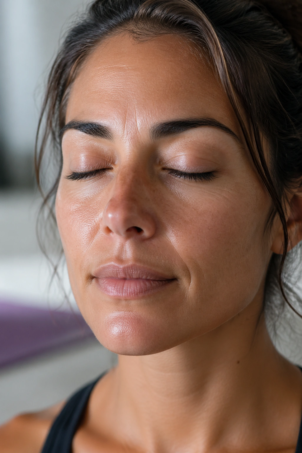 Close-up showing a gentle squint release to relax eye muscles