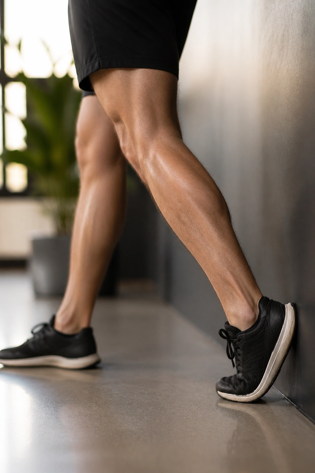 Calf stretch with straight knee against wall