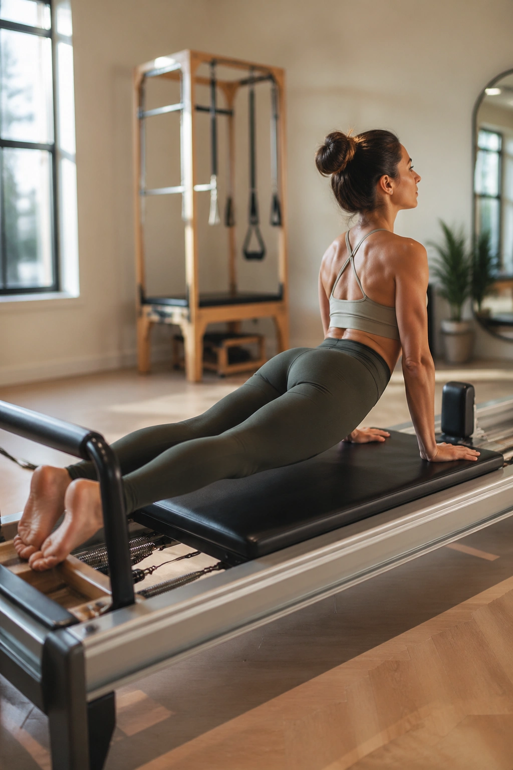 Back extension Swan on reformer with lengthened spine and lifted chest