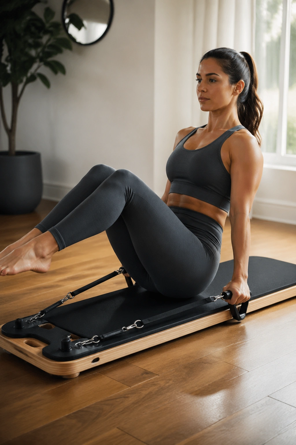Tabletop arm press on Pilates board