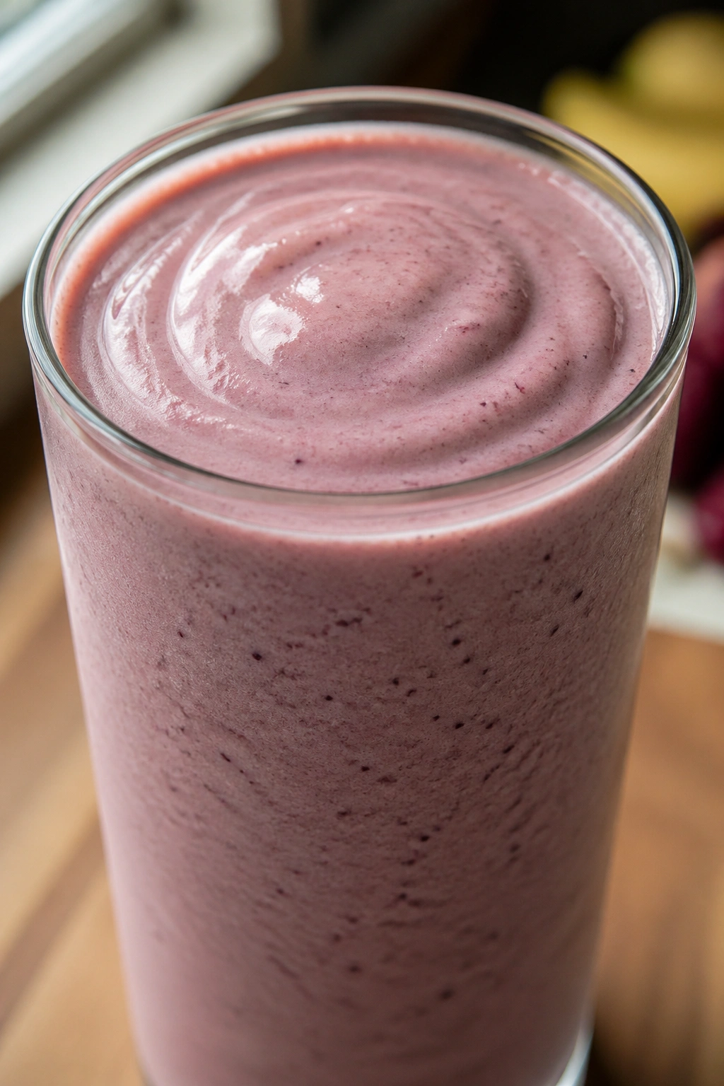 Close-up of silky smoothie in a glass highlighting texture and digestion-friendly tweaks.