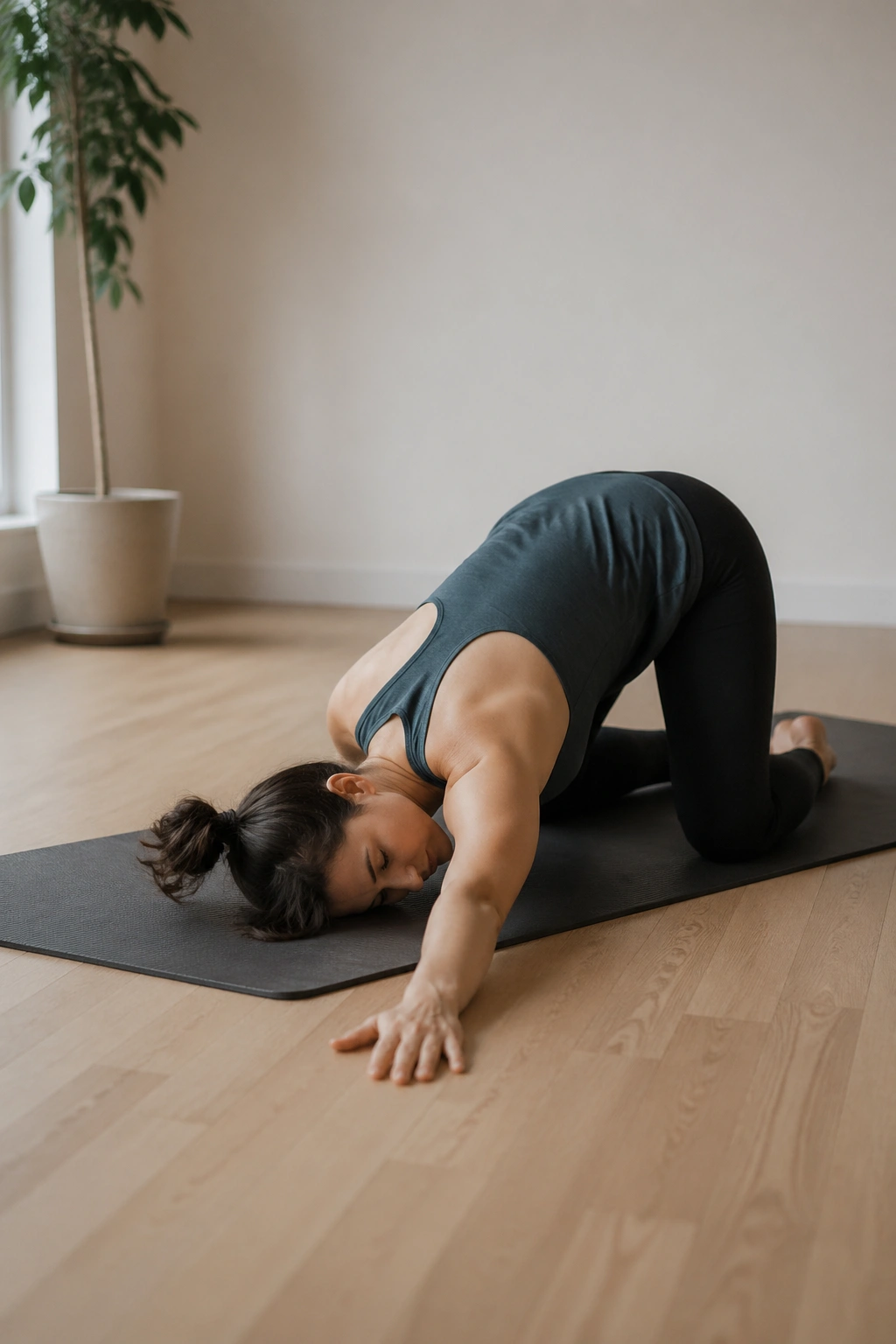 Thread-the-Needle neck twist with soft neck resting on mat