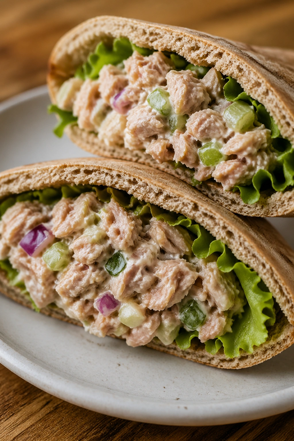 Pita pocket stuffed with tuna salad