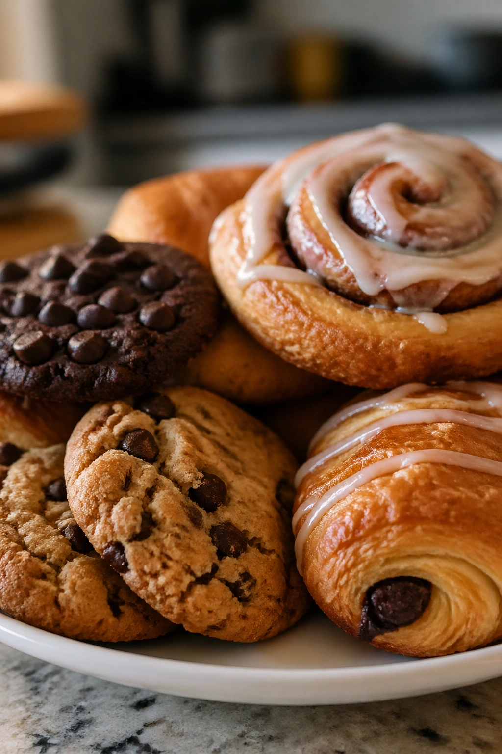 Close-up of generic cookies and pastries on a plate