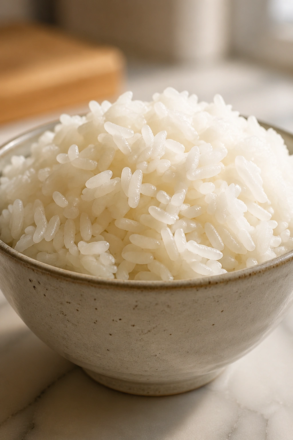 Small bowl of plain white rice ready for pre-workout lifting