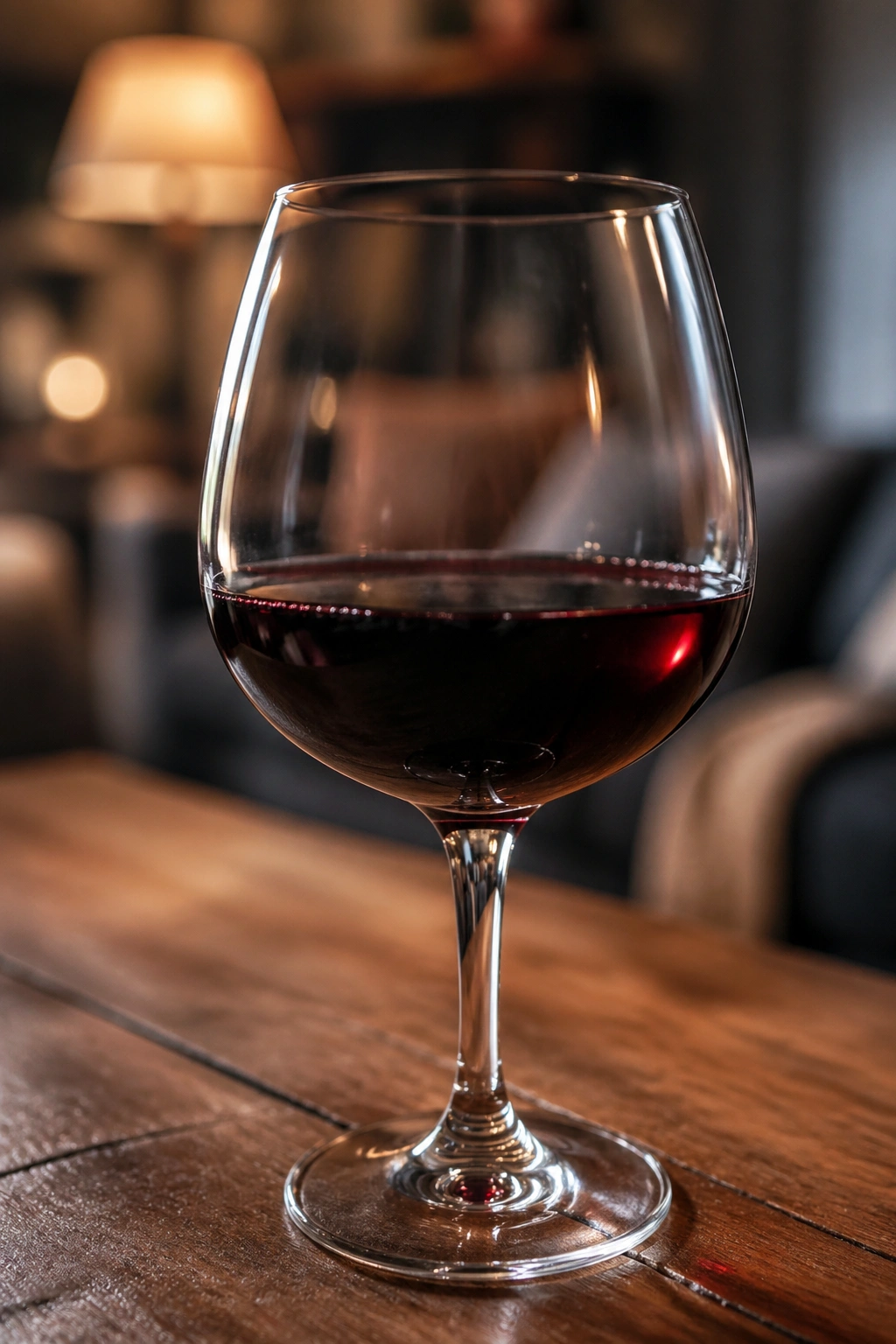 Close-up of a glass of red wine on a table