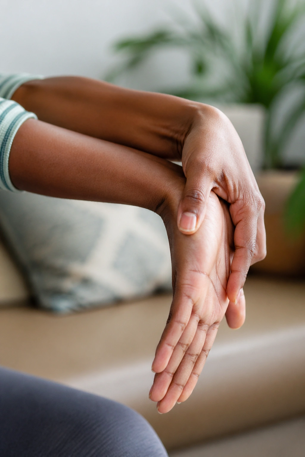 Close-up of hands performing Wrist and Finger Stretch