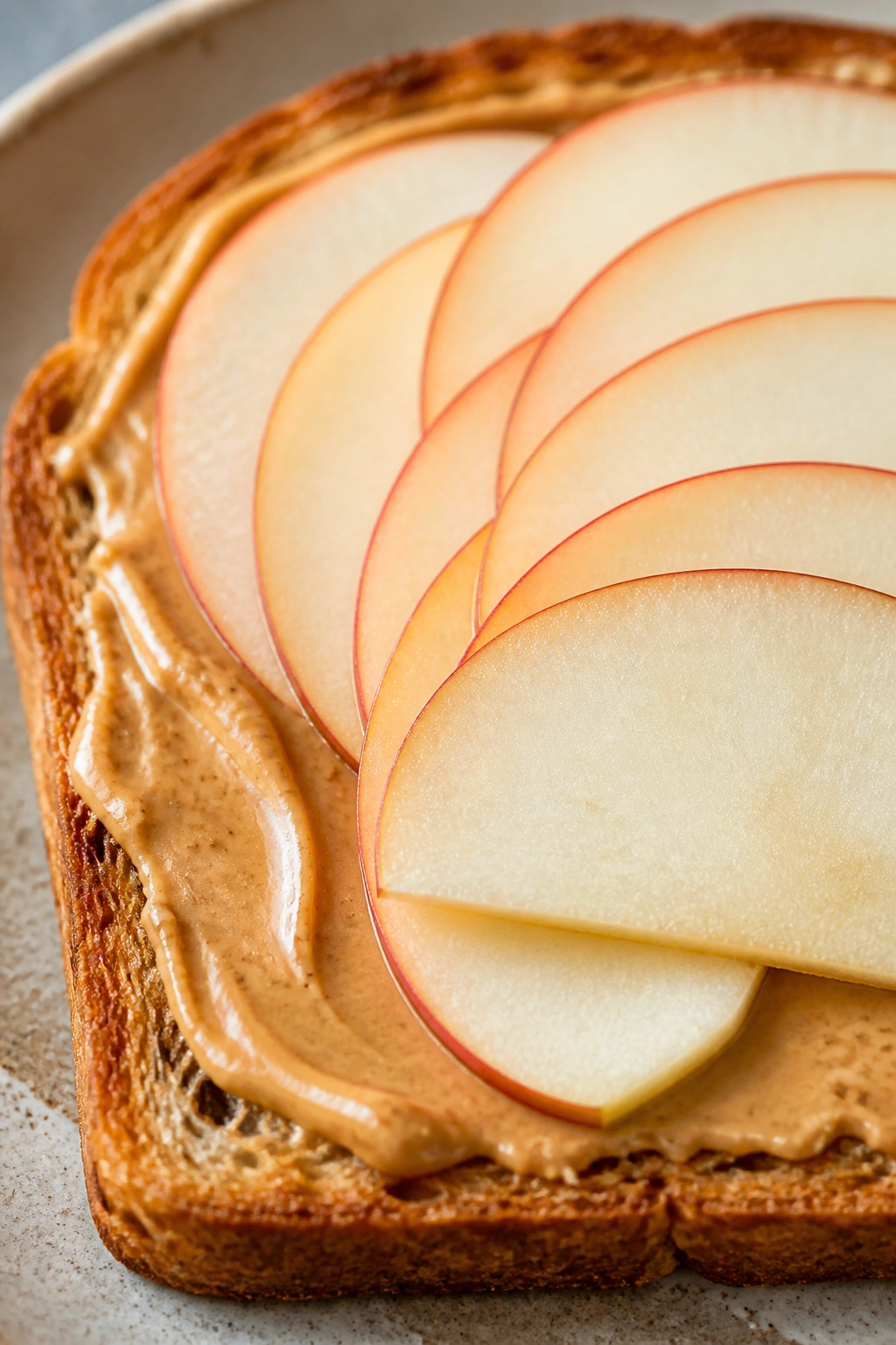 Toast with almond butter and thin apple slices