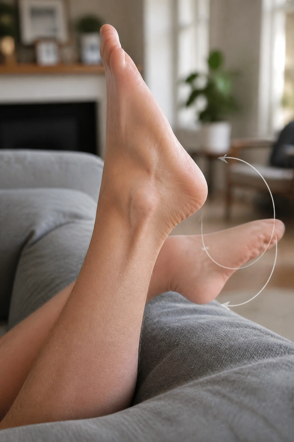 Close-up of foot performing ankle pumps and circles