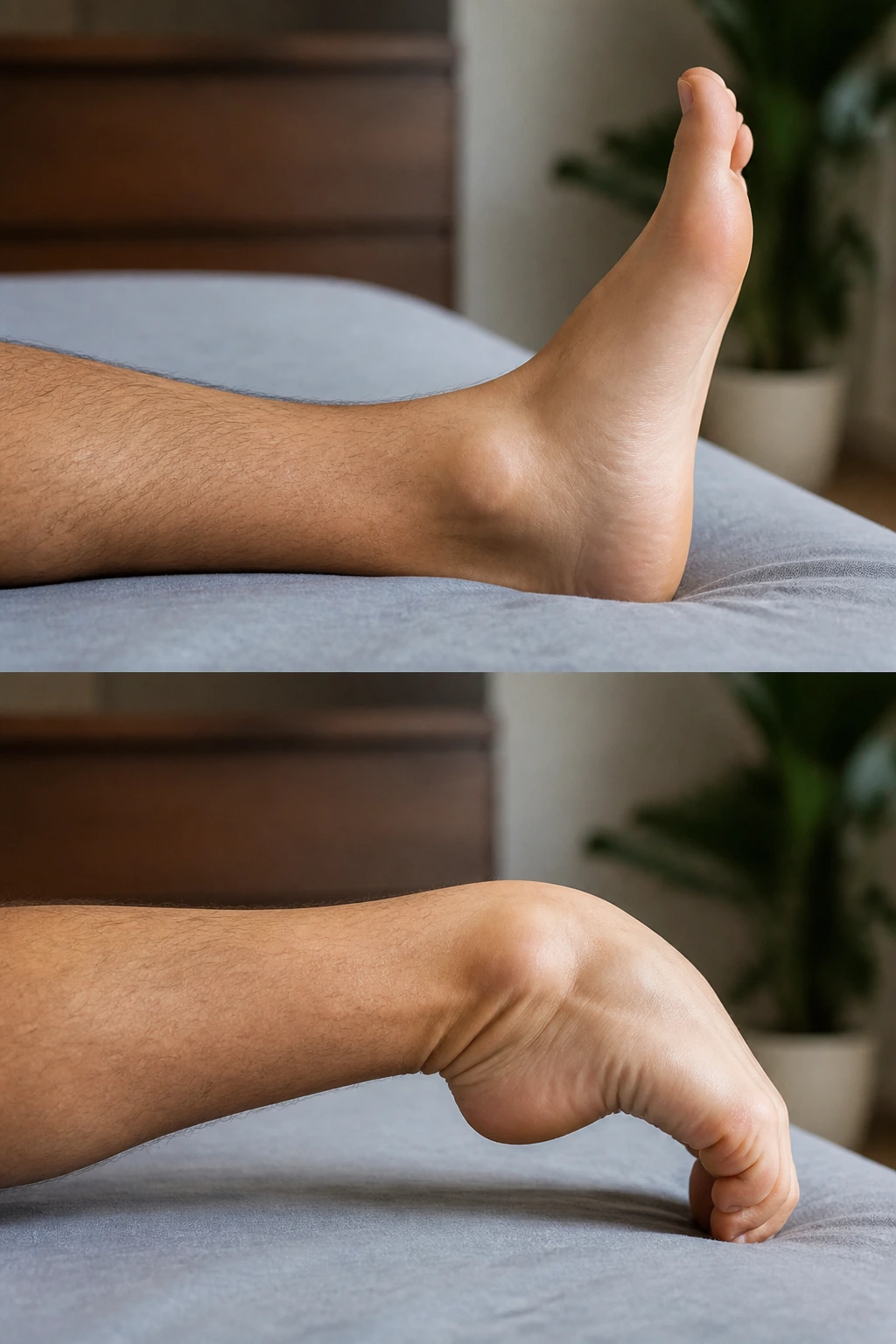 Foot performing ankle pumps to improve ankle mobility