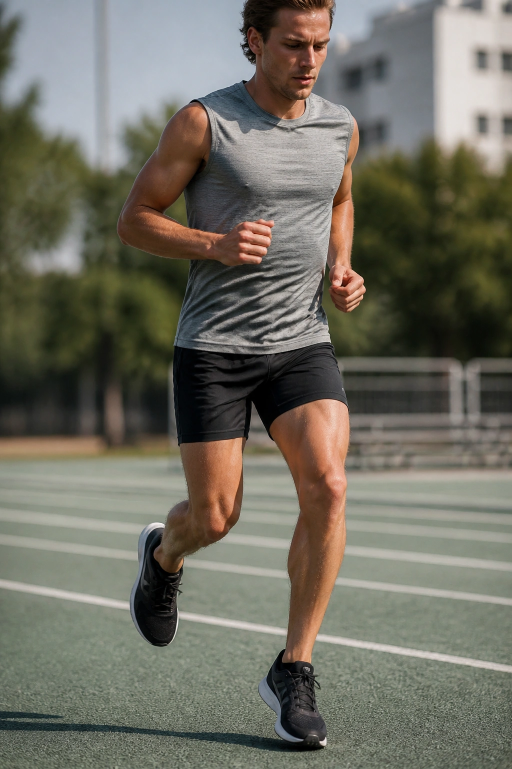 Close-up of a runner performing Ankling and Dribbles outdoors with quick, quiet feet.
