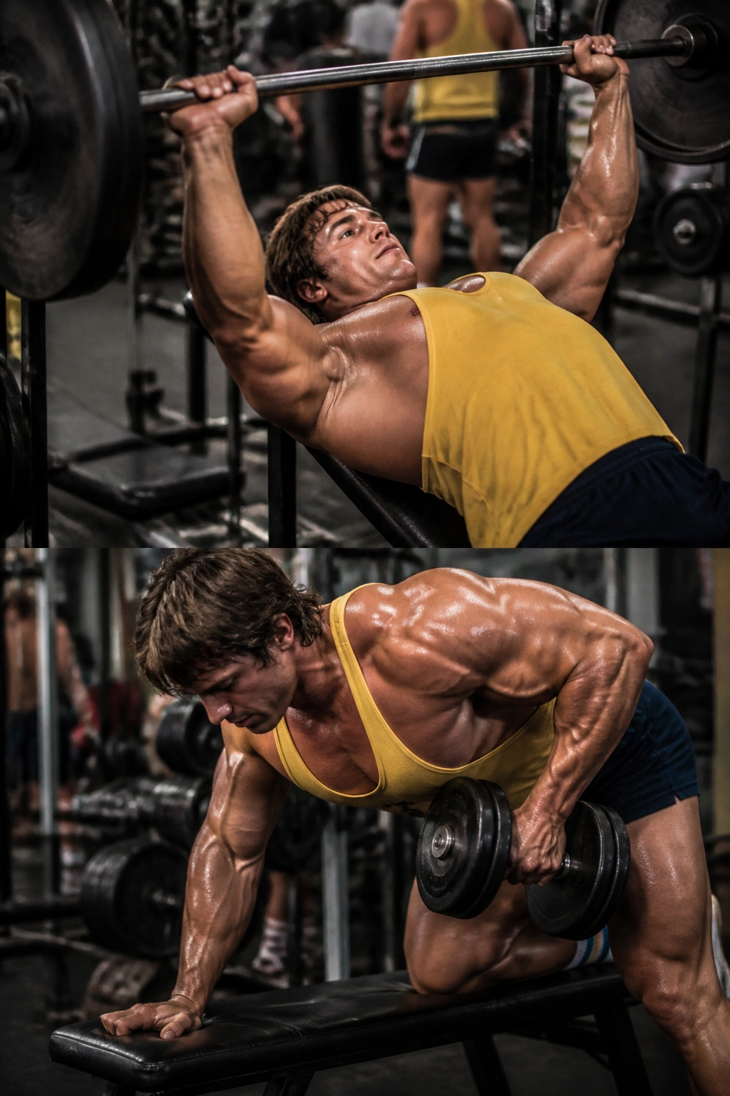 Lifter performing Arnold split chest-back day in gym
