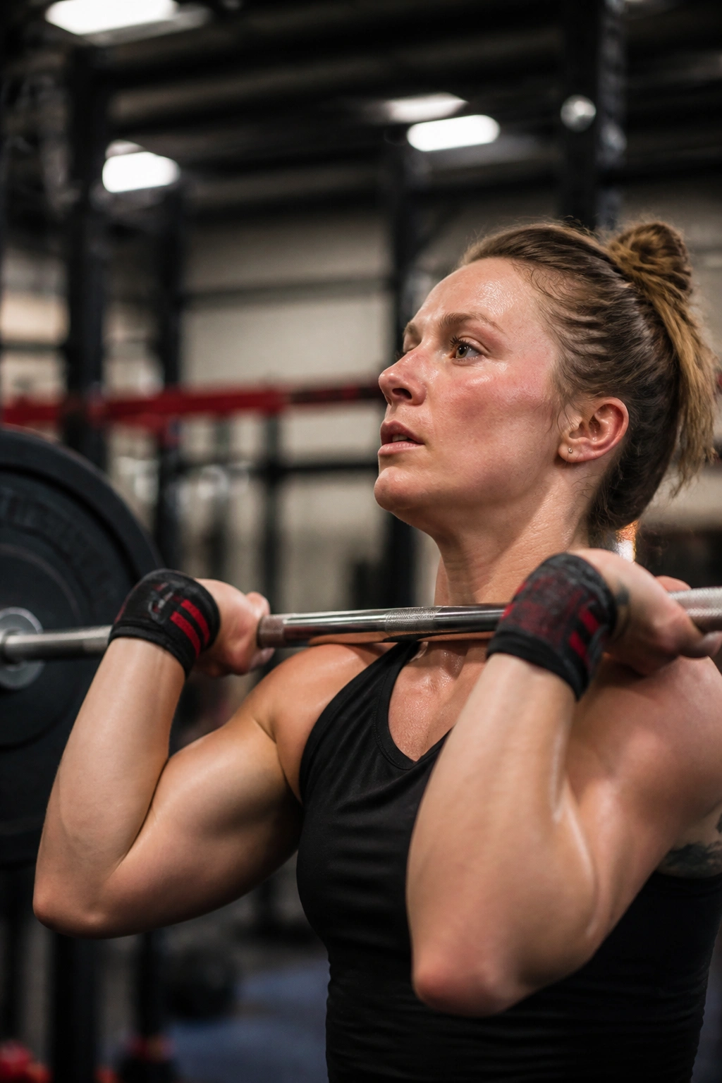 Close-up of hands gripping a barbell during an EMOM lift