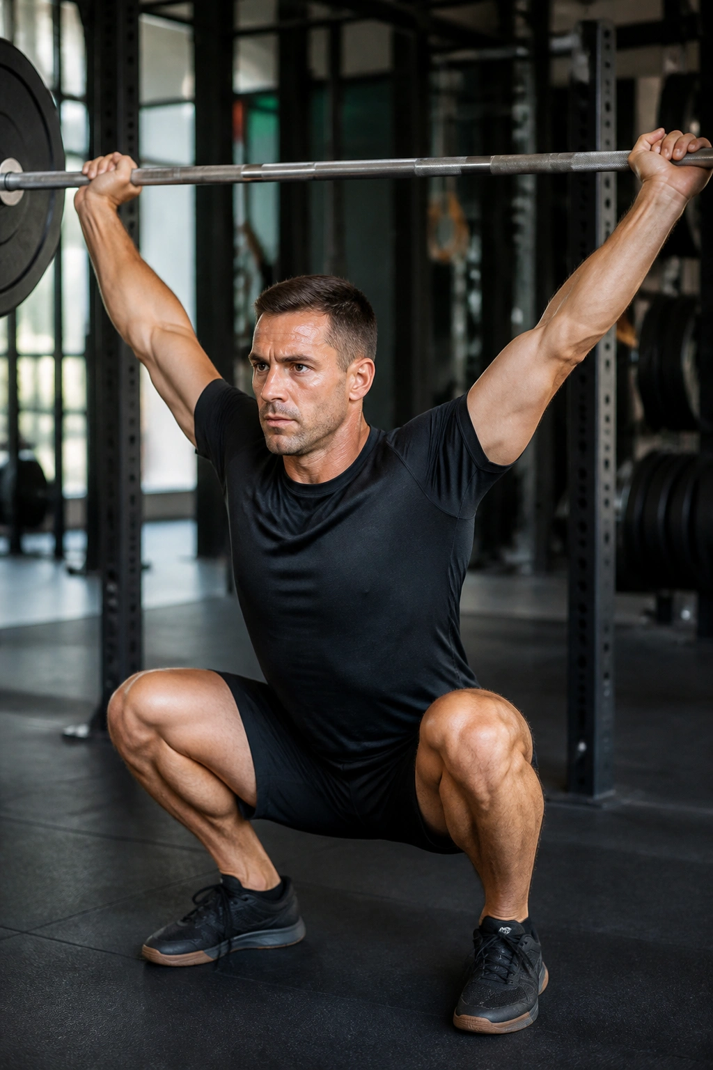 Barbell Overhead Squat with overhead barbell