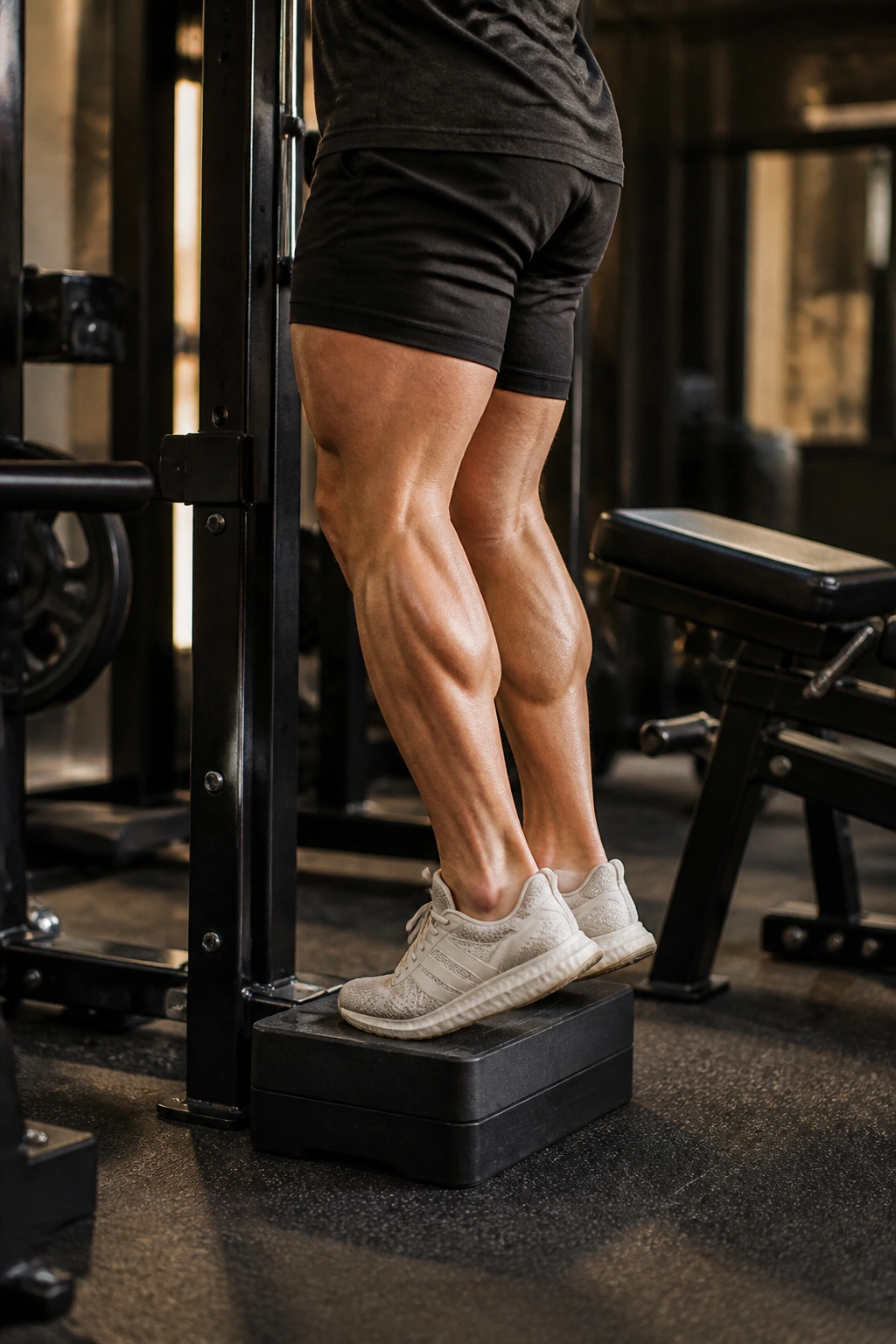 Bent-knee calf raise emphasizing soleus muscle.