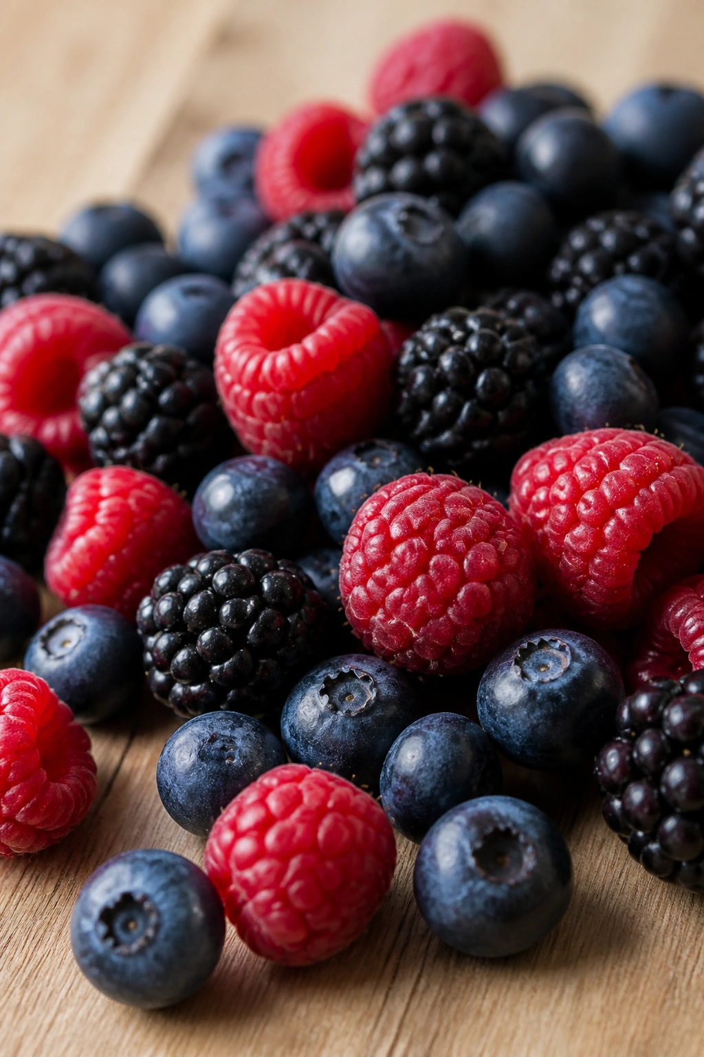 Close-up of mixed berries filling the frame