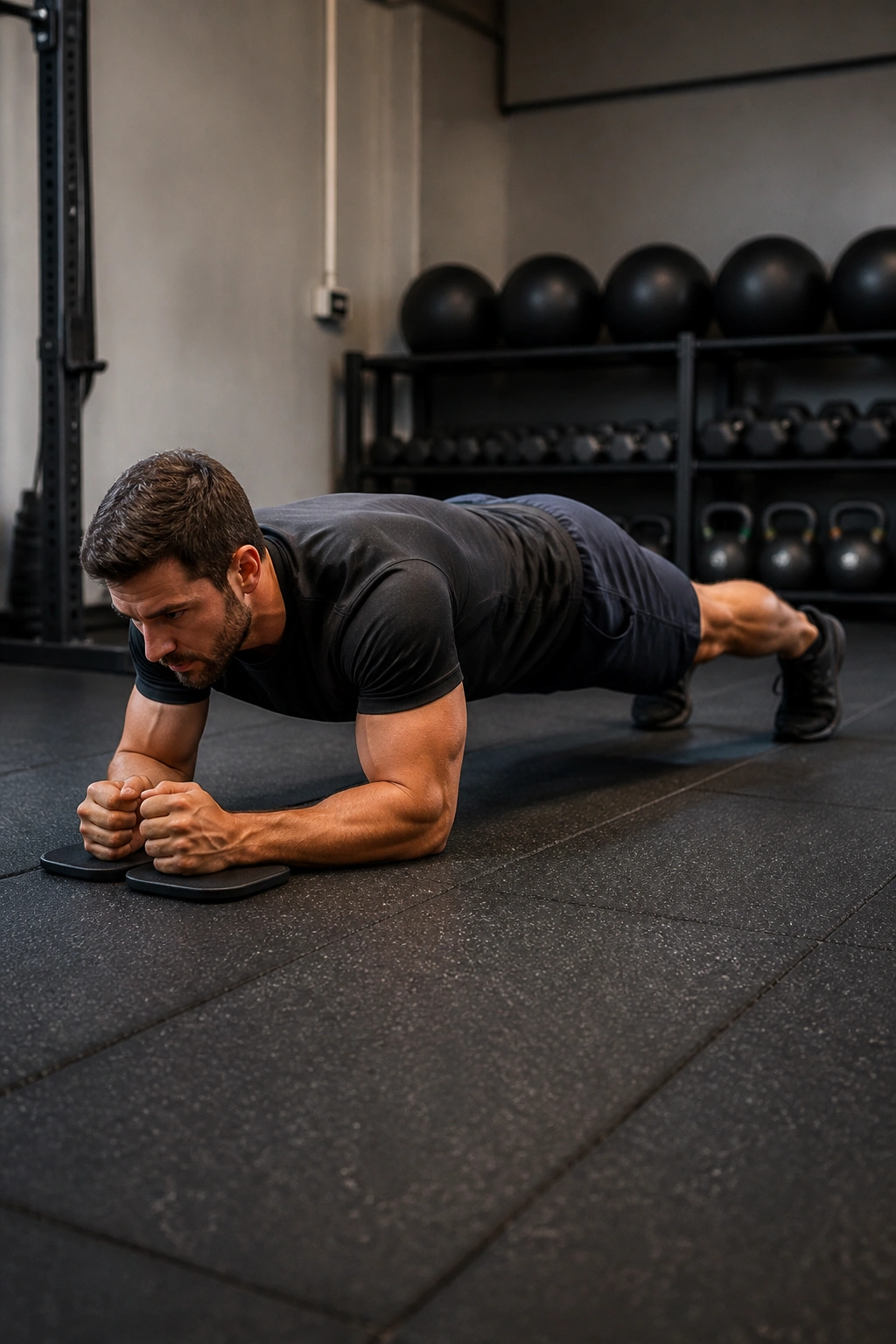 Body Saw anti-extension drill on sliders with a rigid torso
