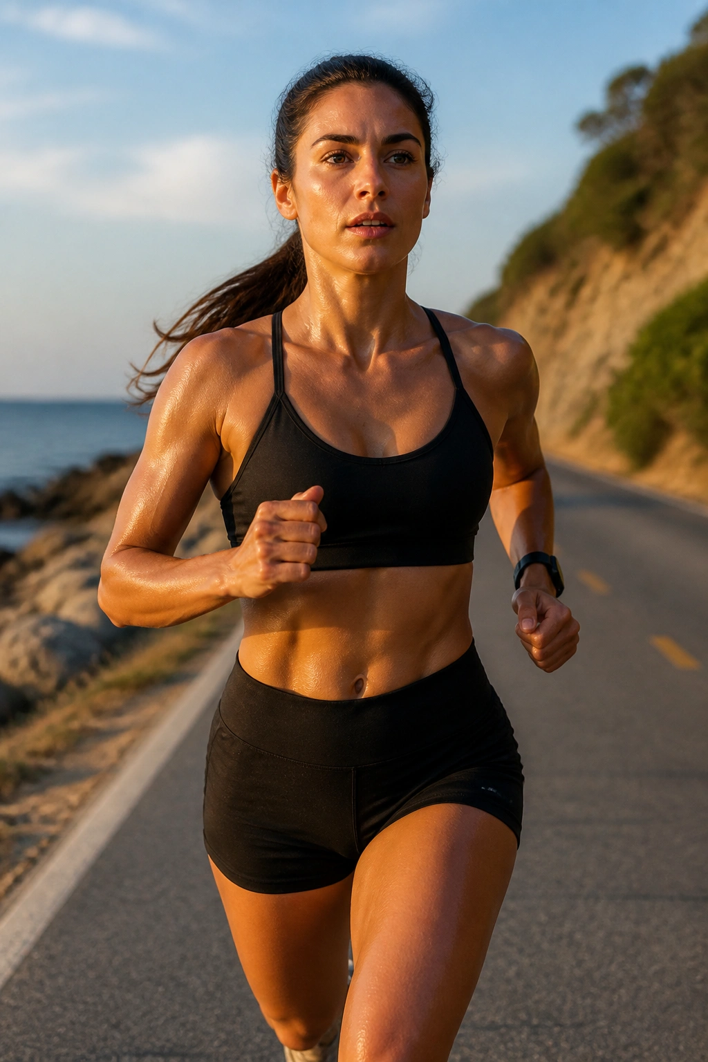 Person cardio running outdoors in morning light