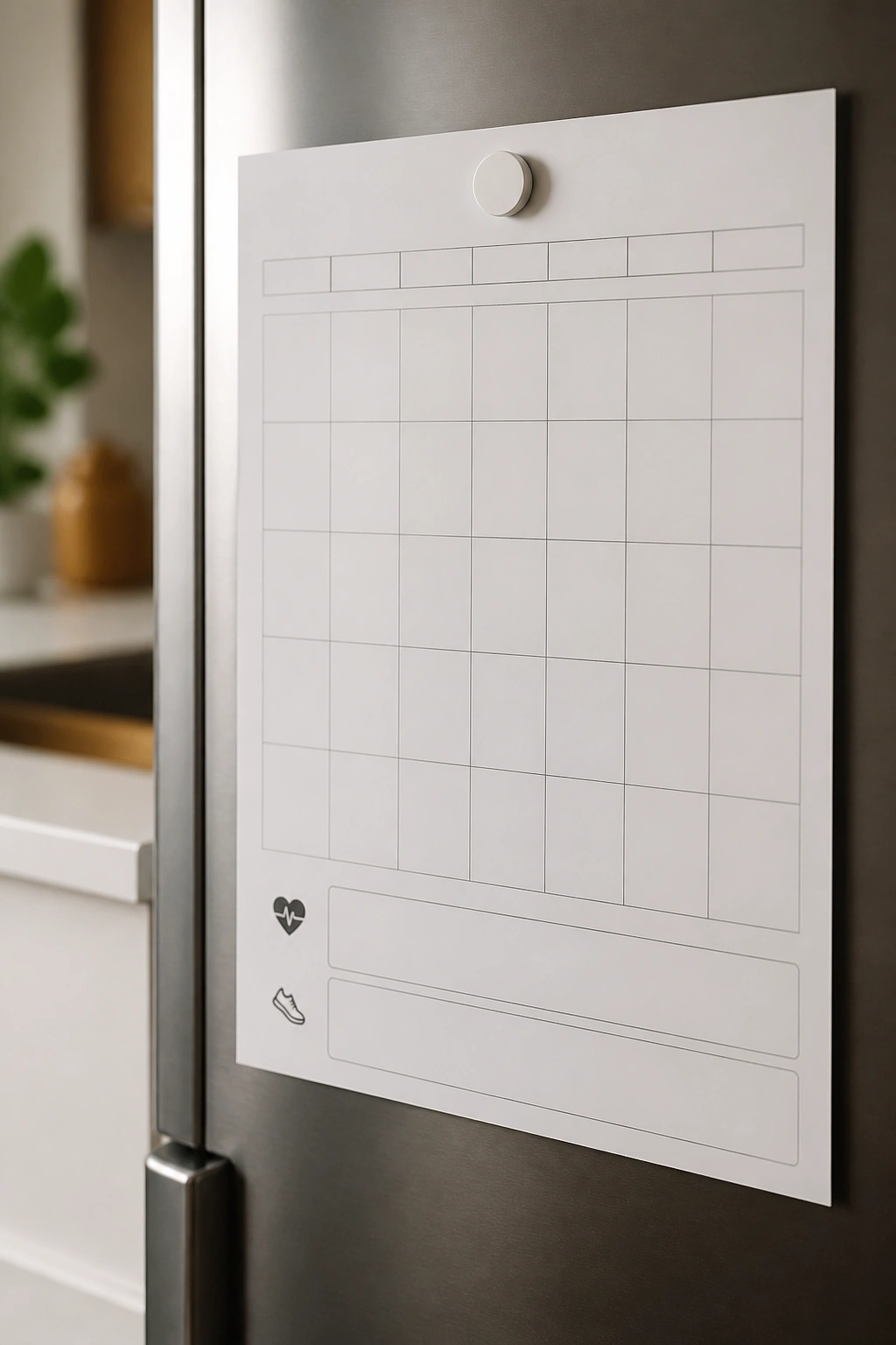 Close-up of cardio and steps calendar with blank sections