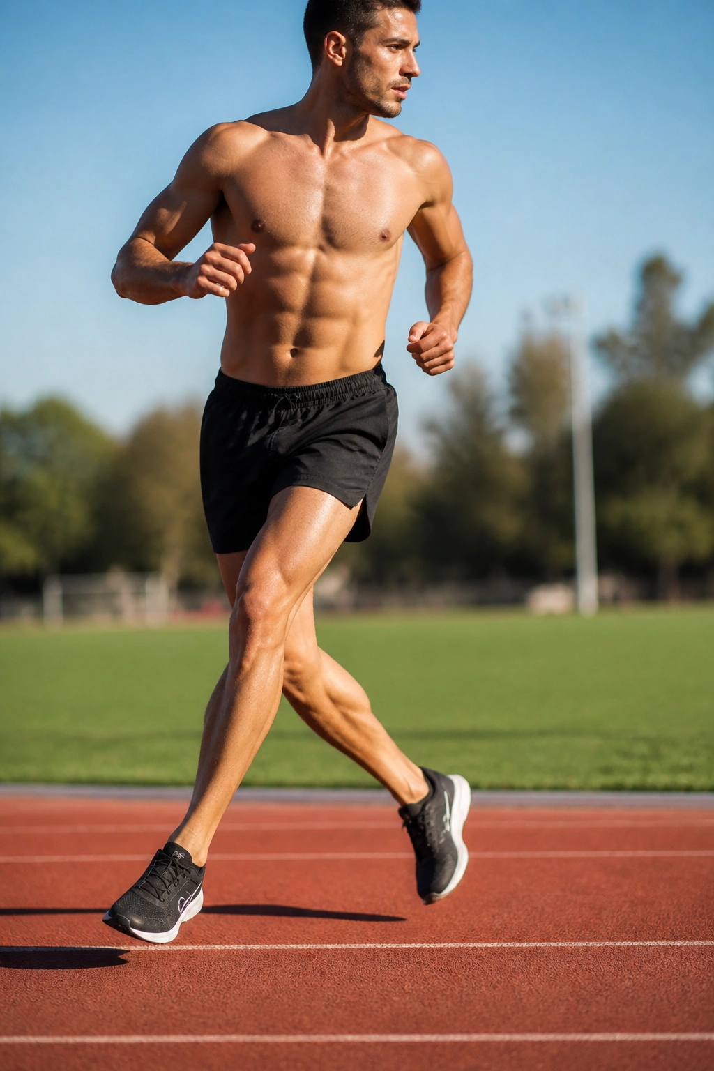 Side-profile of a real runner performing carioca drill