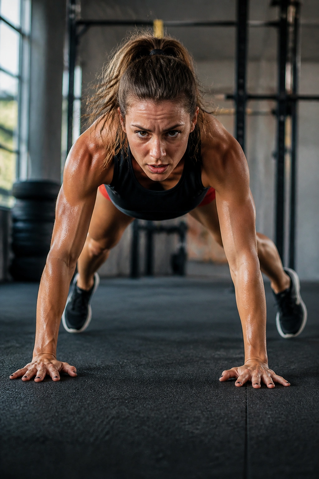 Person in high plank performing plank jacks highlighting core engagement