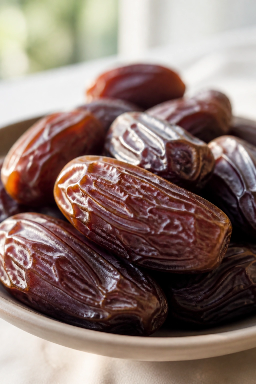 Close-up of Medjool dates on a clean surface
