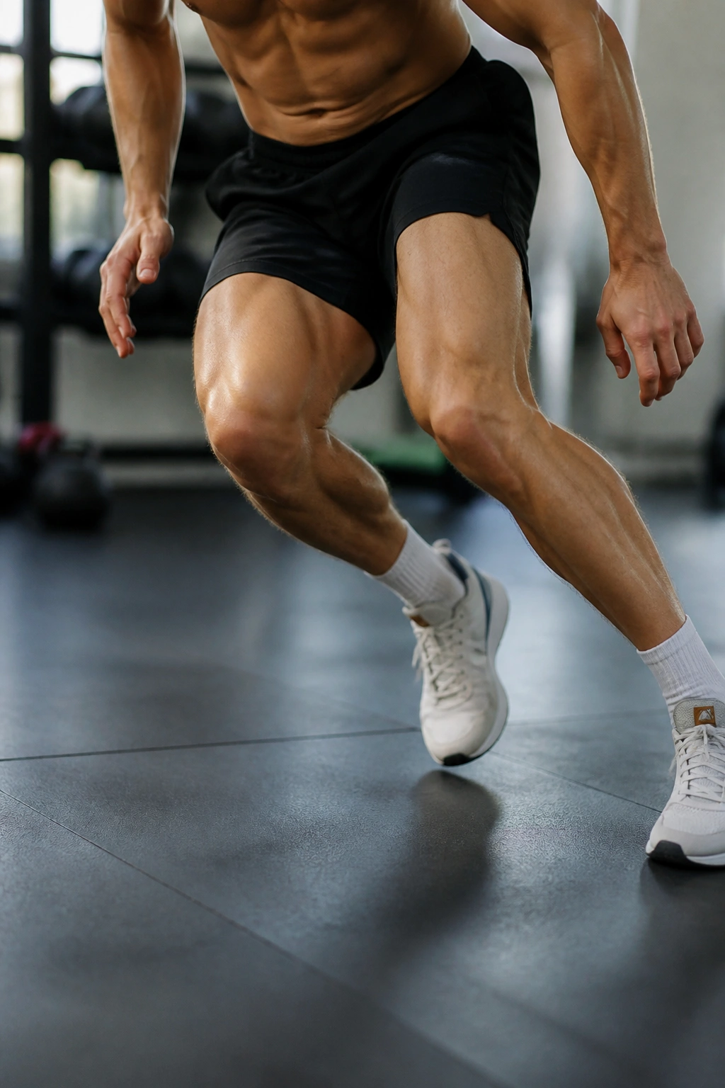Athlete performing deck-of-cards style bodyweight shuffle in gym