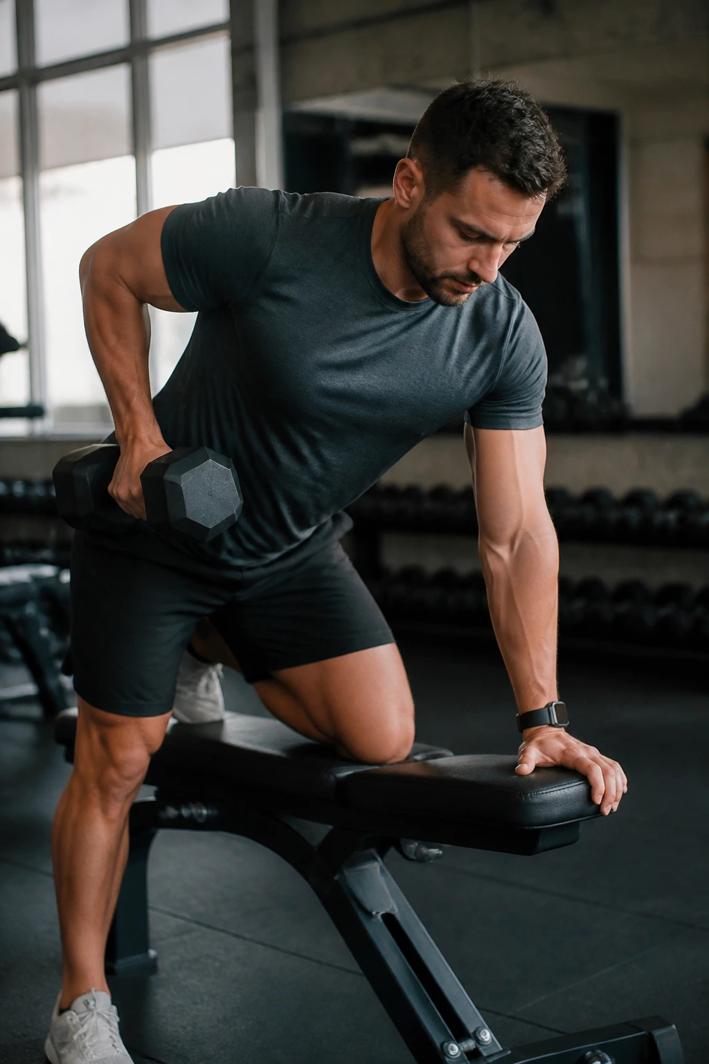 Lifter performing light deload exercise in gym