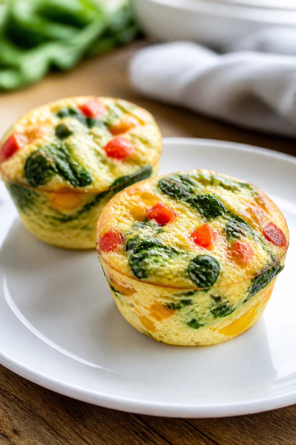 Close-up of veggie egg muffins on a plate