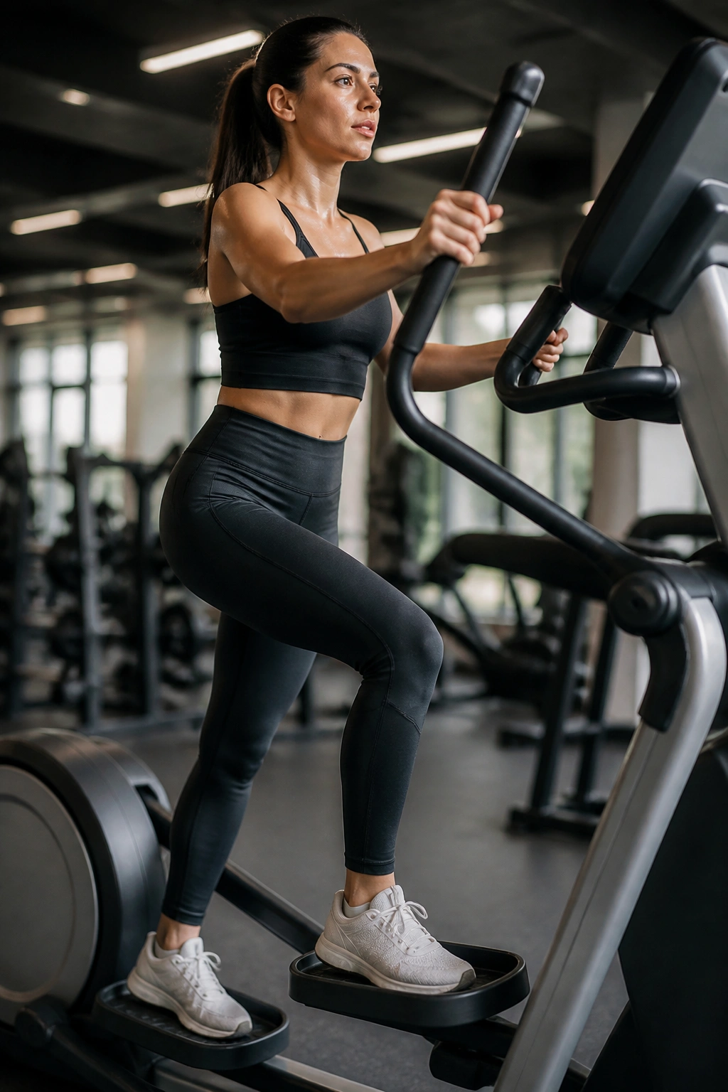Person on an elliptical trainer performing low-impact cardio