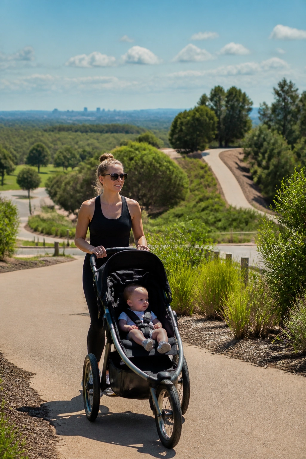Stroller on a long endurance loop along a park trail