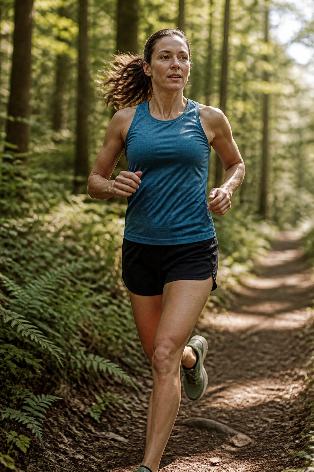 Runners performing fartlek on a scenic trail