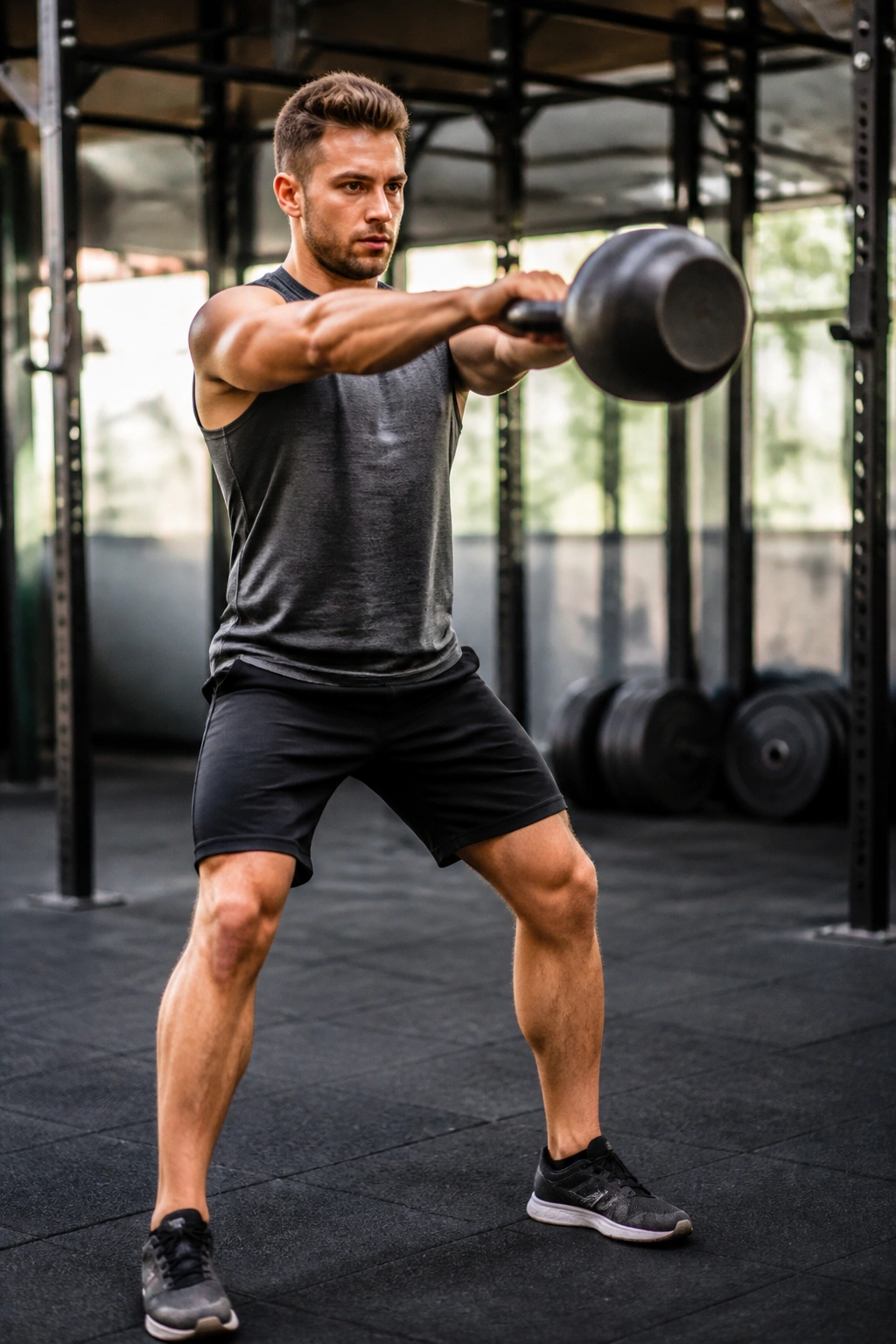 Person performing kettlebell swing as a conditioning move