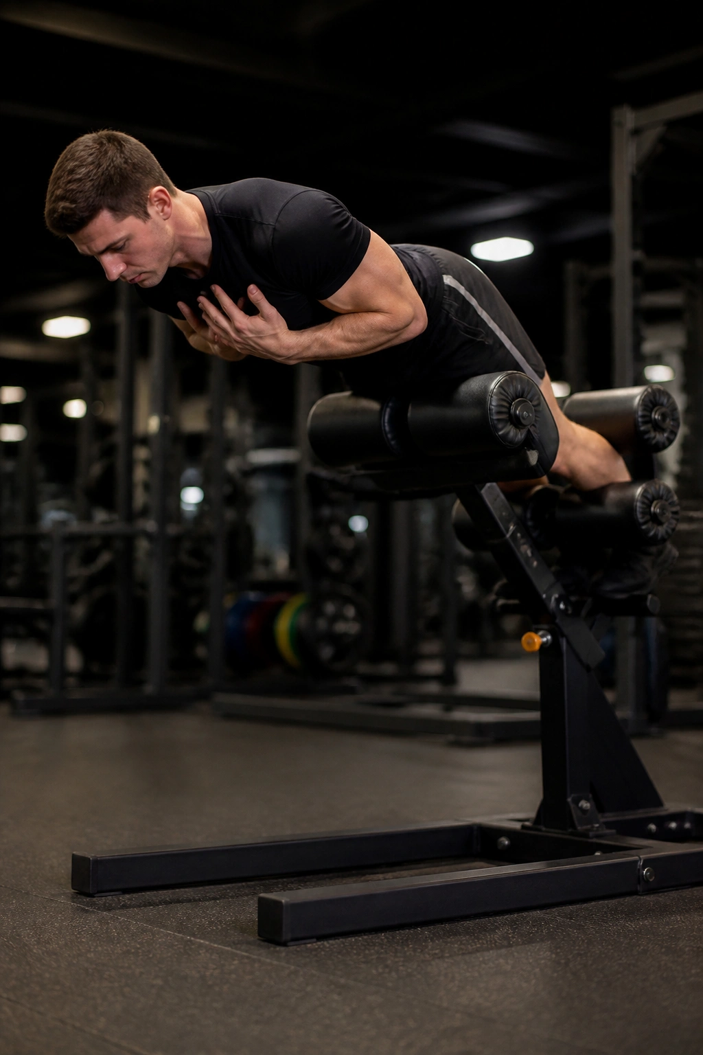 Athlete performing glute-ham raise with torso raising using hamstrings and glutes