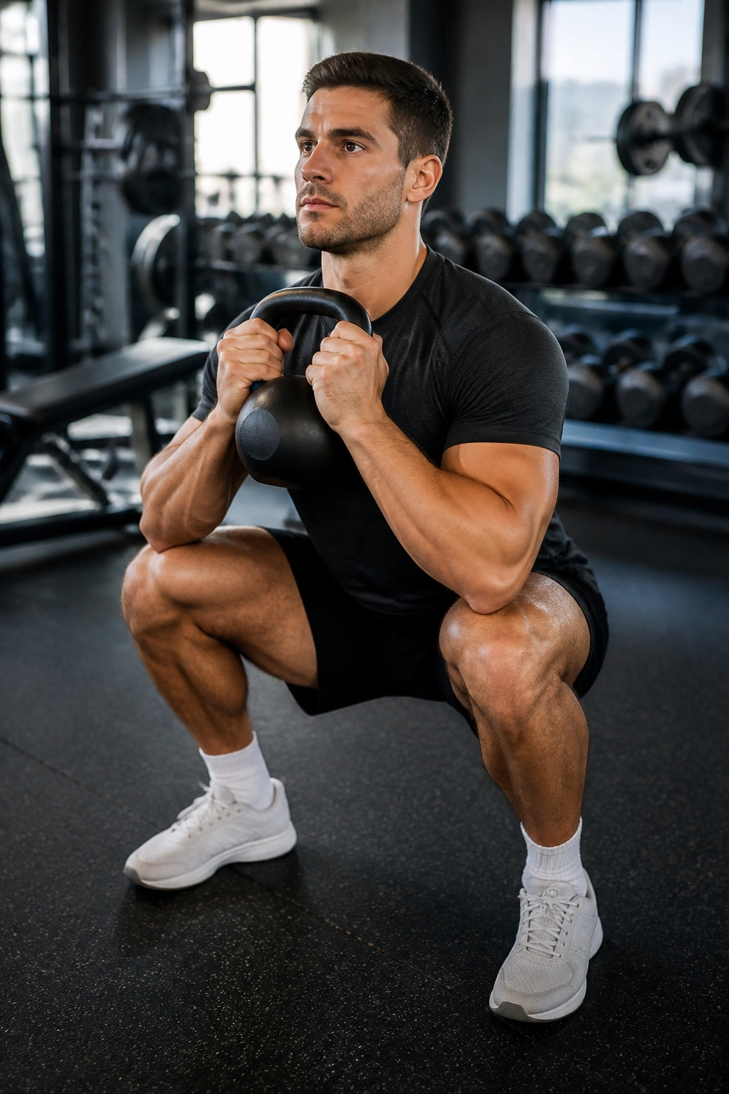 Person performing goblet squats for hypertrophy