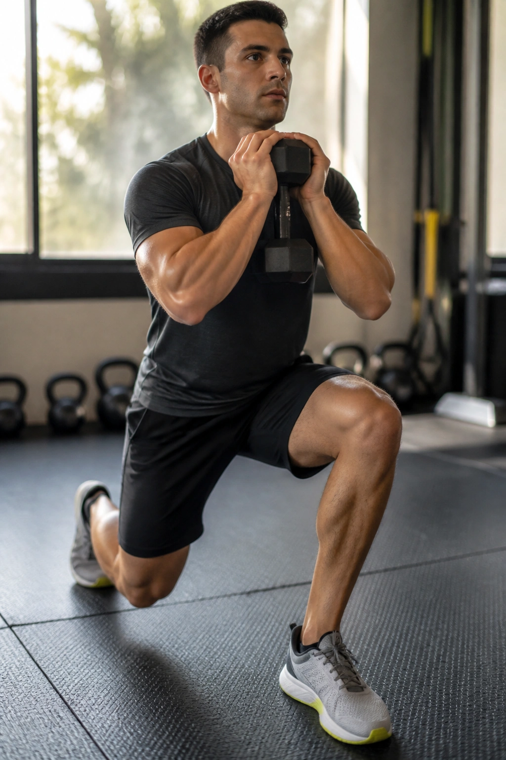 Athlete performing goblet squat as part of a 20-minute maintenance circuit