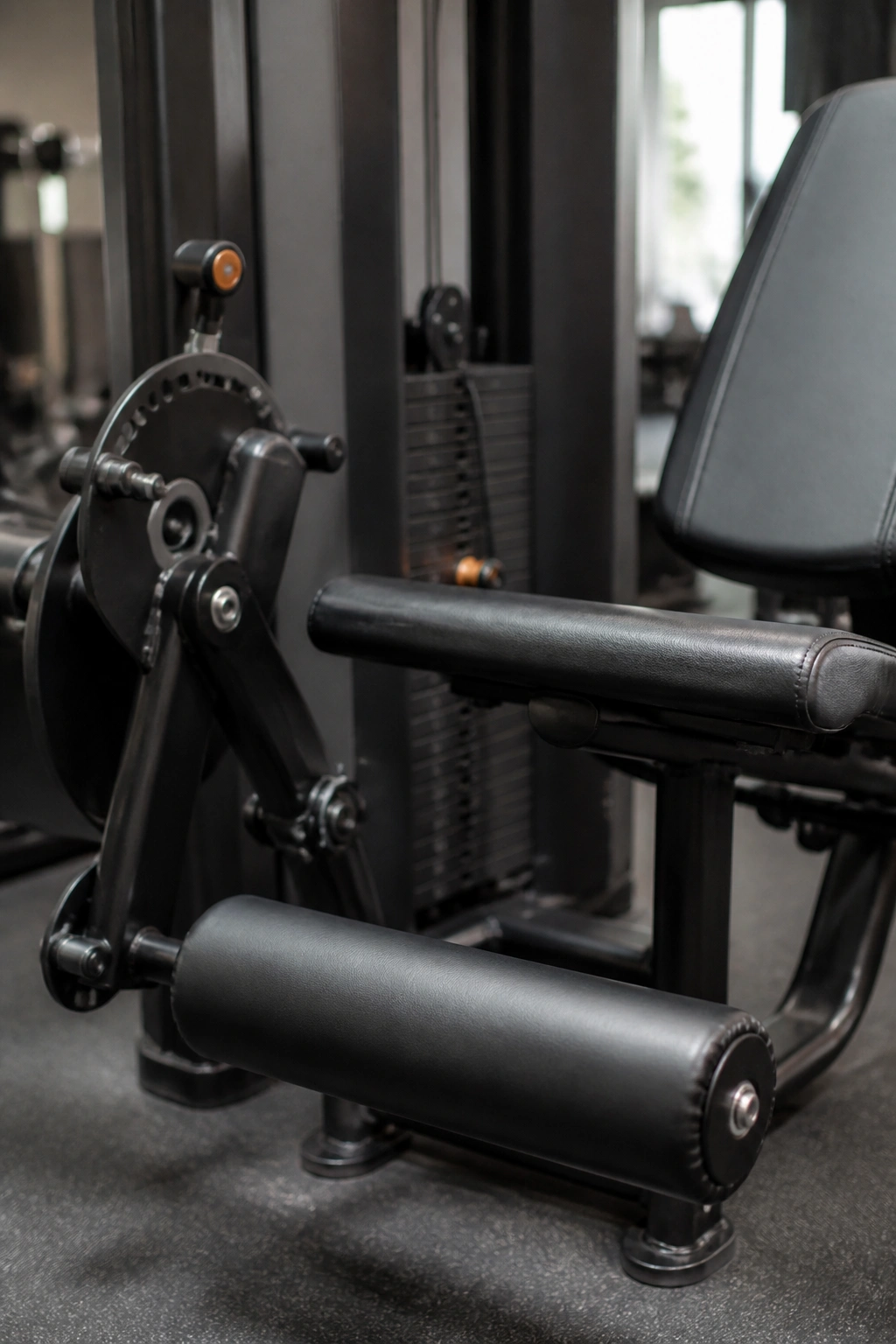 Leg extension machine in a gym
