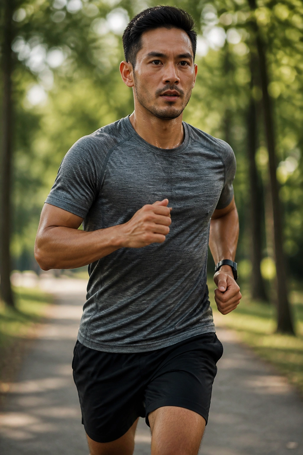 Runner on a park path, representing a structured half-marathon training plan.