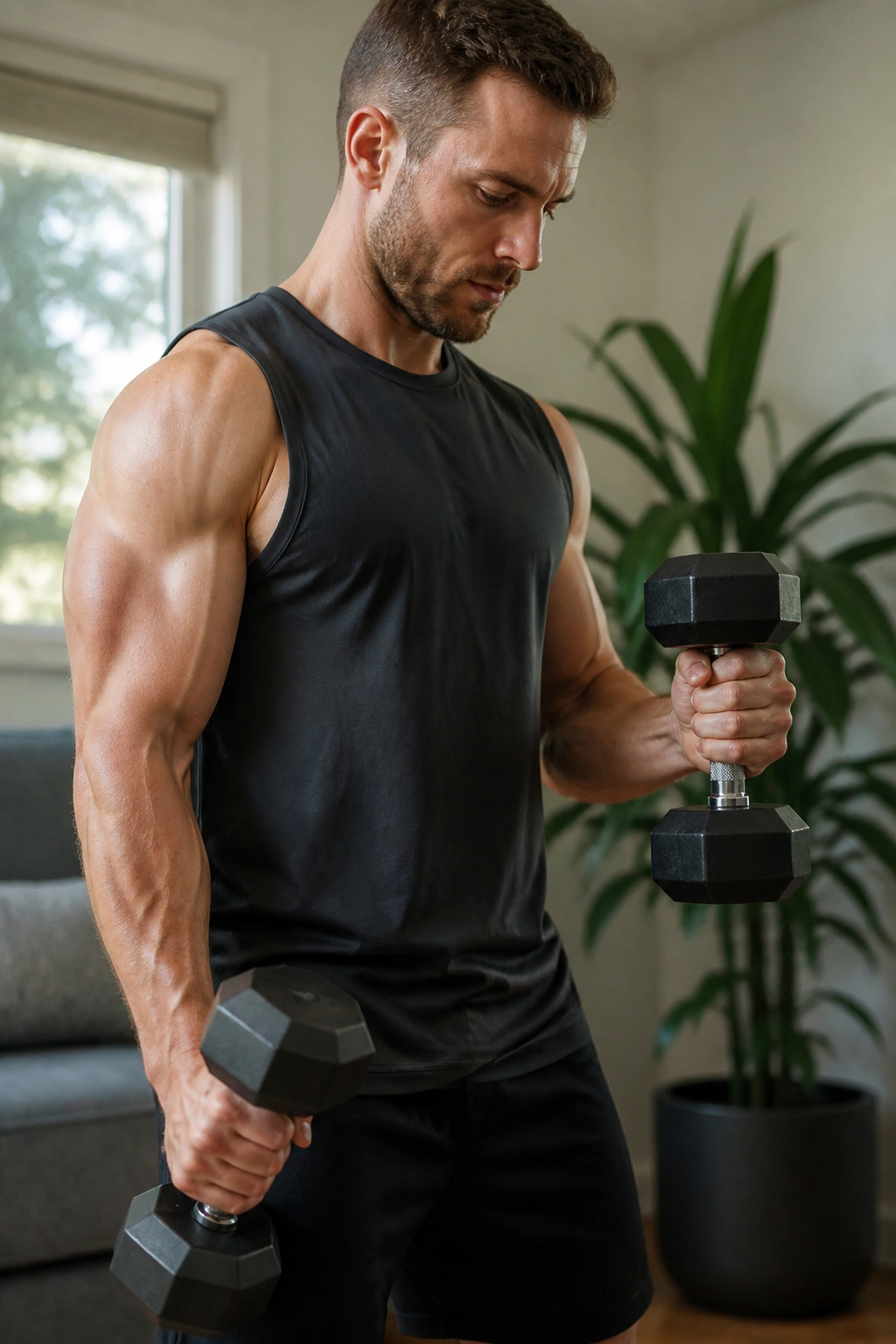 Forearm and bicep in neutral grip curl with palms facing each other