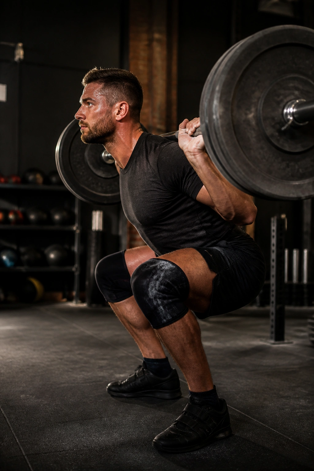 Lifter performing heavy squat showing power and contrast with lighter explosive set