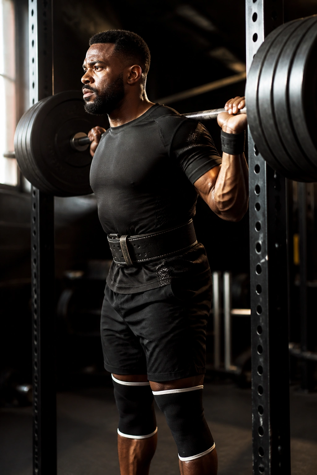 Lifter performing a heavy single on squats in a gym.