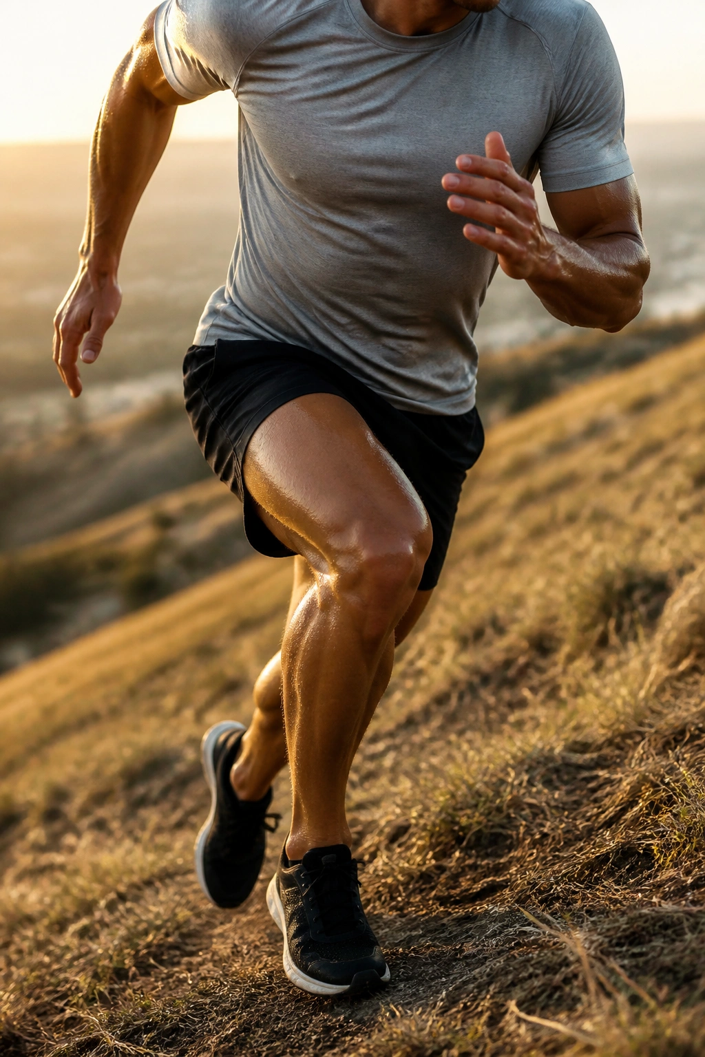 Runner performing ladder-style hill reps with increasing then decreasing pace