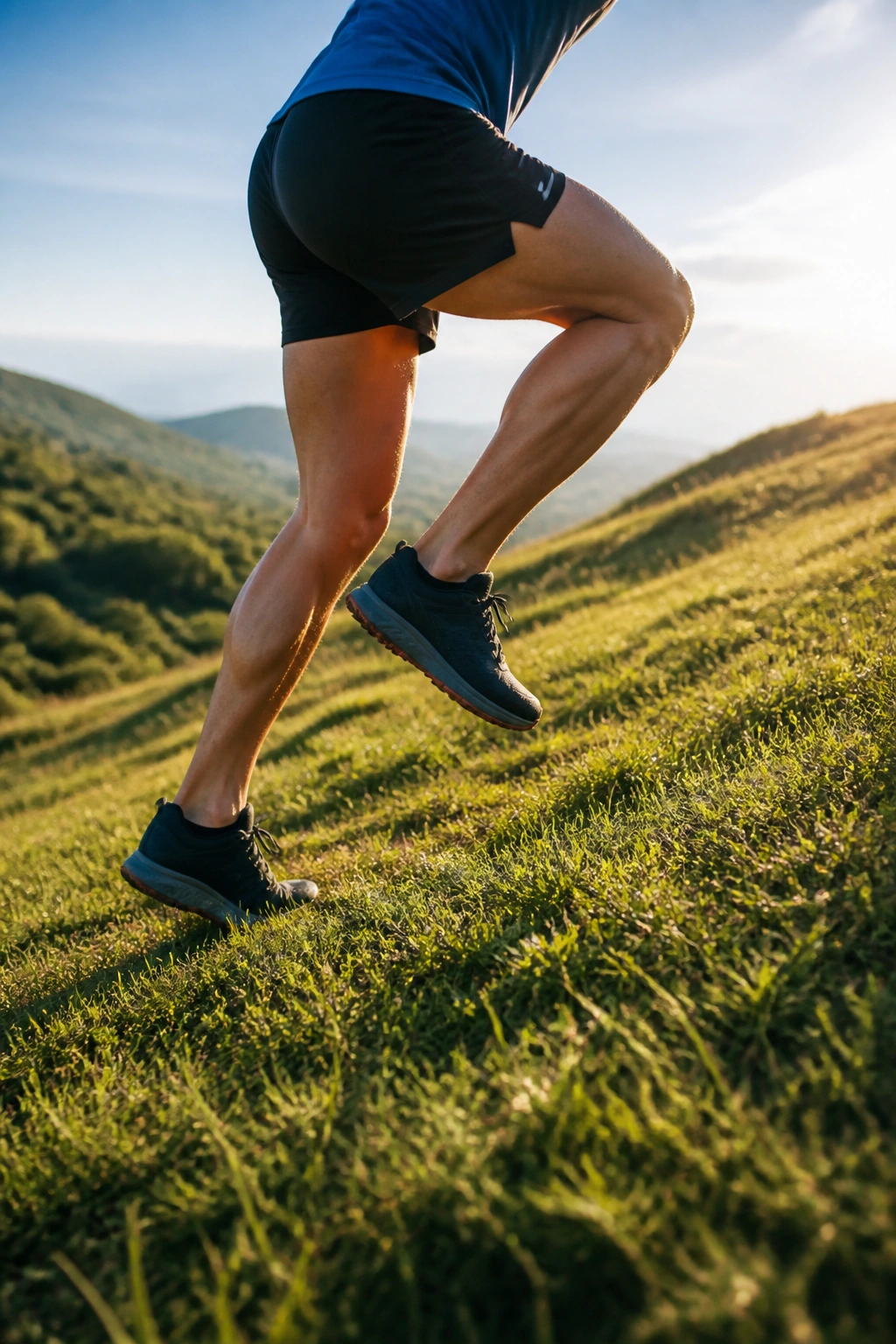 Runner climbing a gentle hill during interval repeats