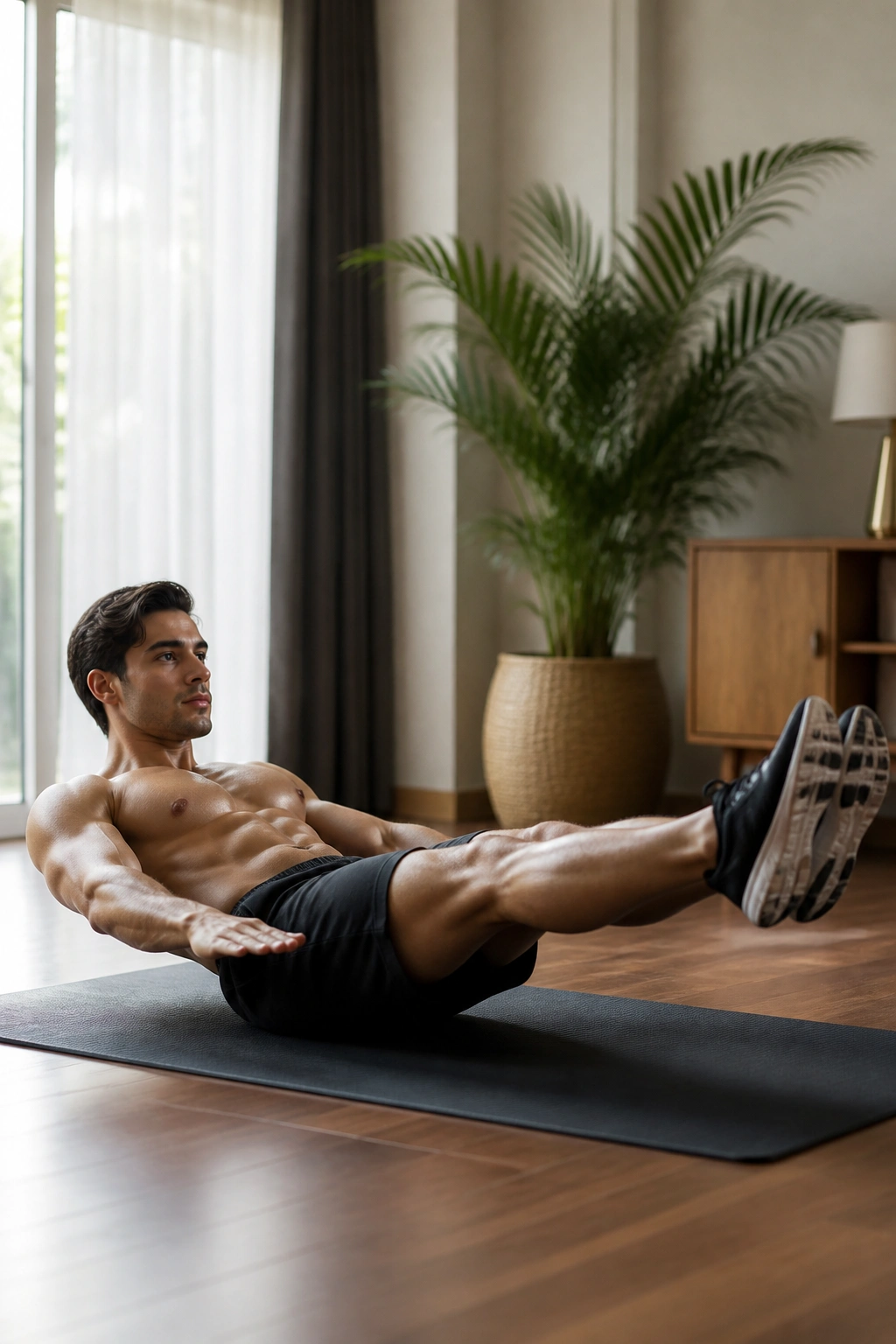 Person in hollow body hold showing lifted shoulders and legs