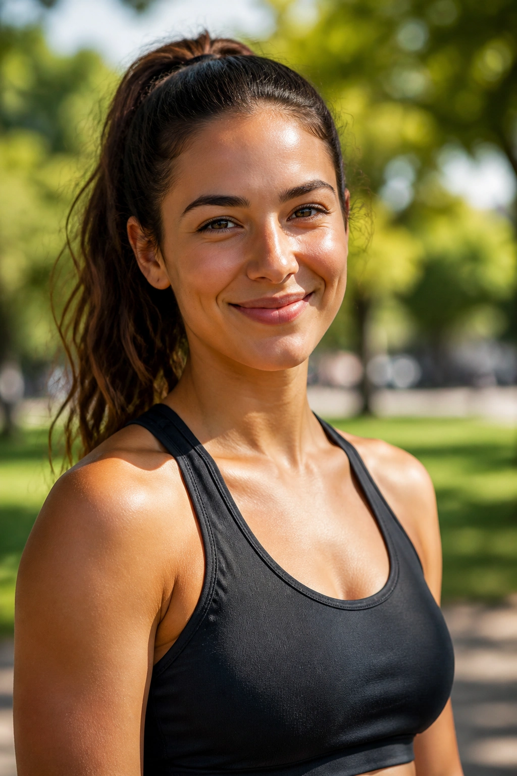 Close-up of a healthy person outdoors radiating energy