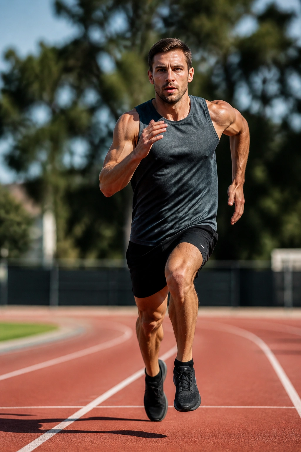 Runner performing 30/30 interval on track