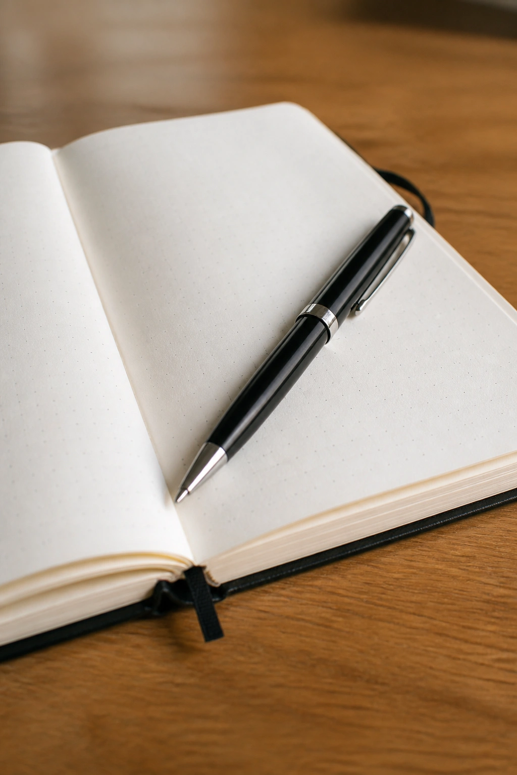 Habit journal with a smooth-writing pen on a blank dotted page
