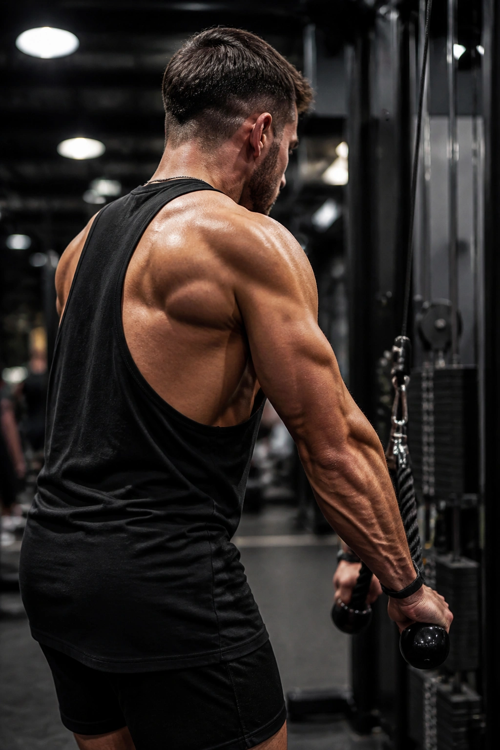 Pull-down exercise focusing on lat engagement